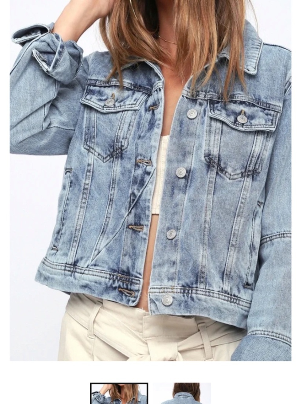 Free People Light Wash Blue Denim Jacket